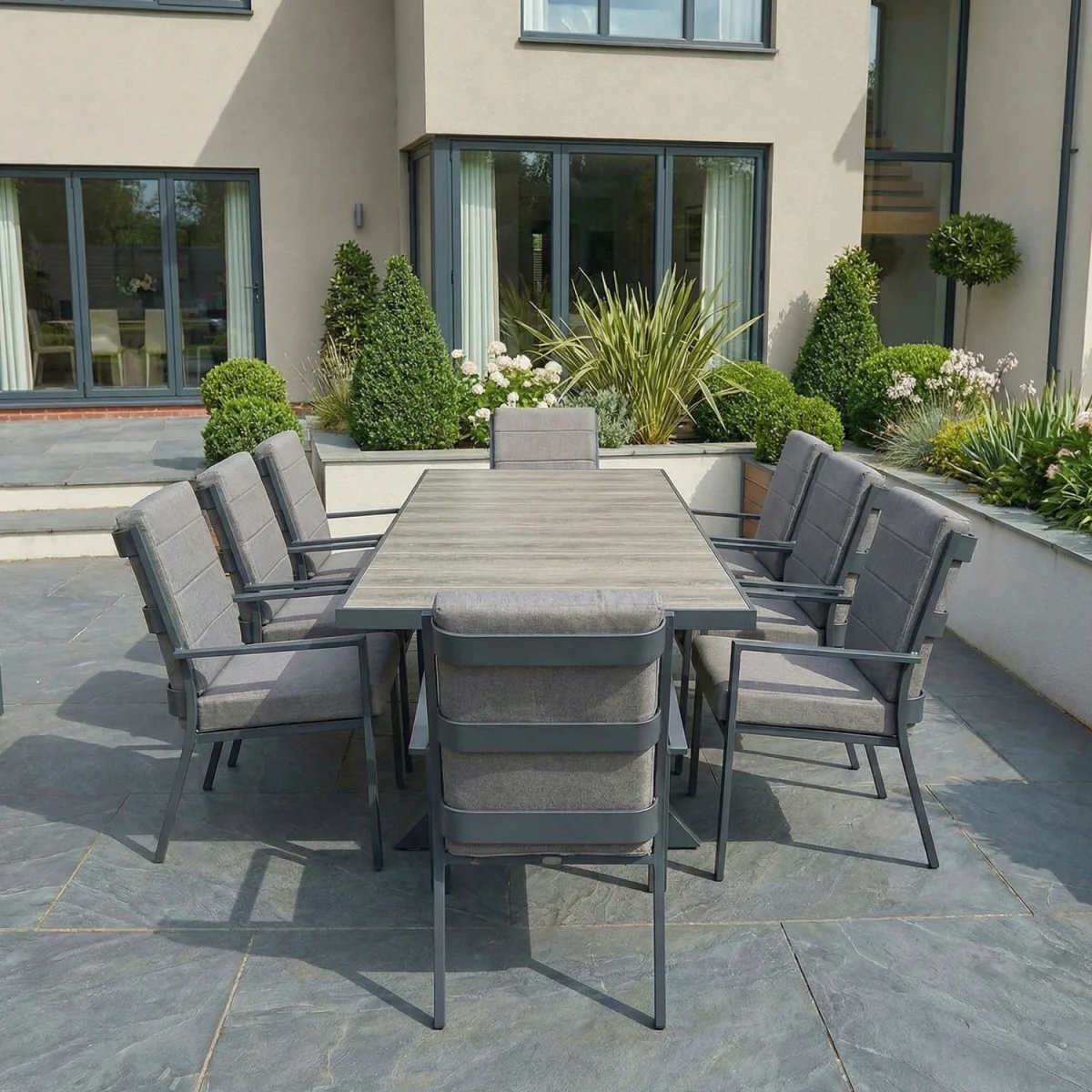Sydney 8 Seat Rectangular Garden Dining Set - Grey – image 2