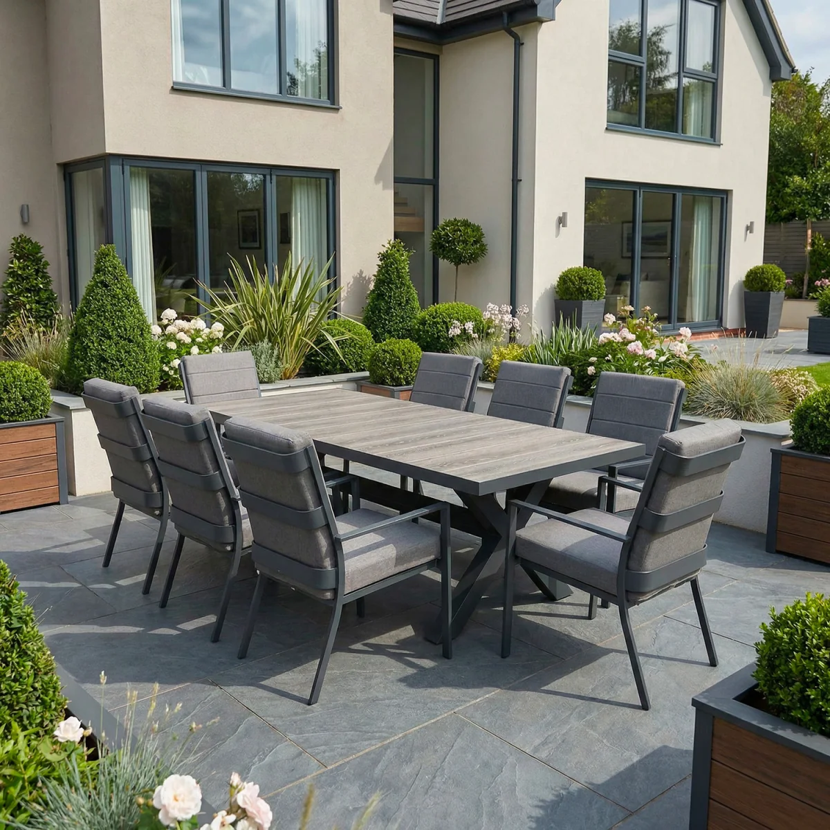 Sydney 8 Seat Rectangular Garden Dining Set - Grey – image 3