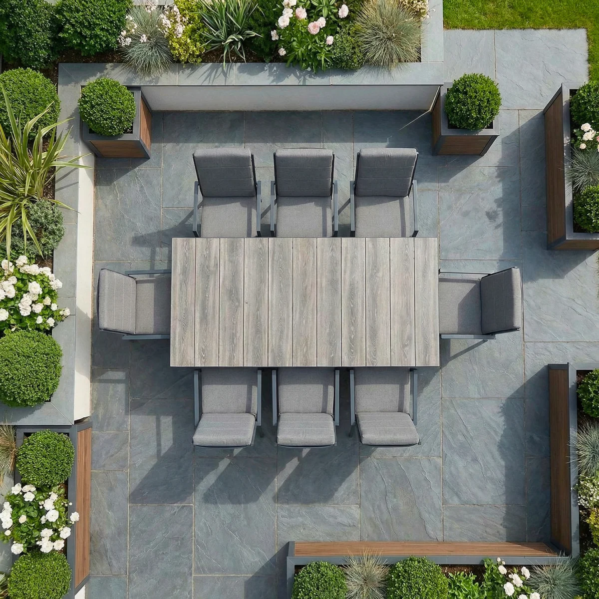 Sydney 8 Seat Rectangular Garden Dining Set - Grey – image 4