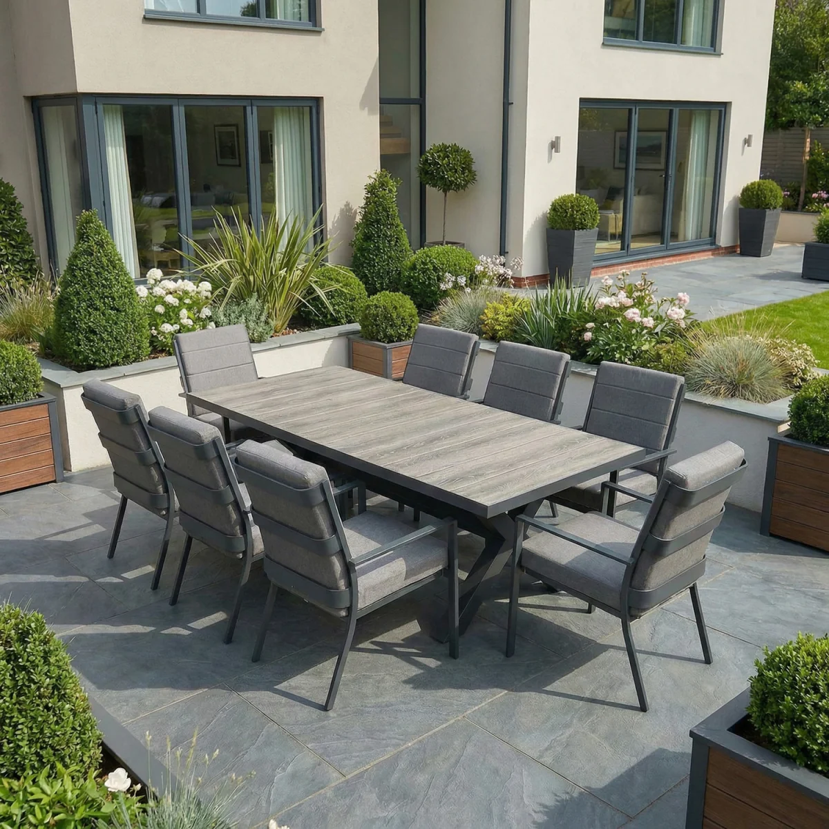 Sydney 8 Seat Rectangular Garden Dining Set - Grey – image 6