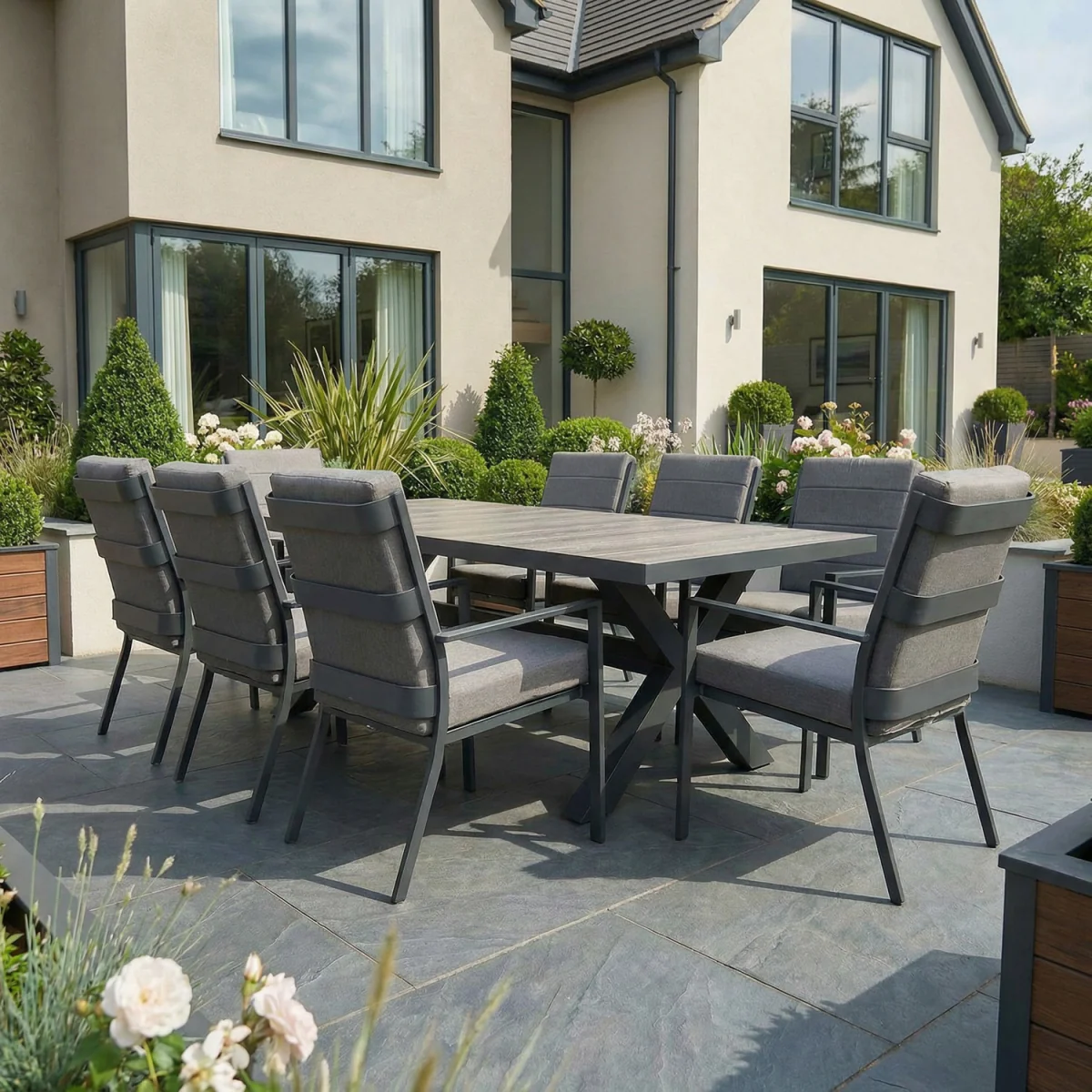 Sydney 8 Seat Rectangular Garden Dining Set - Grey – image 7