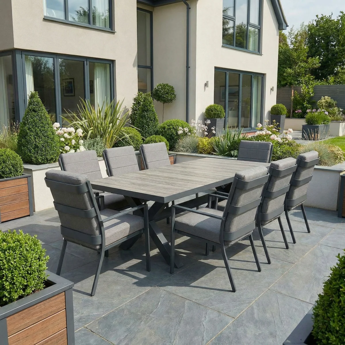 Sydney 8 Seat Rectangular Garden Dining Set - Grey – image 8