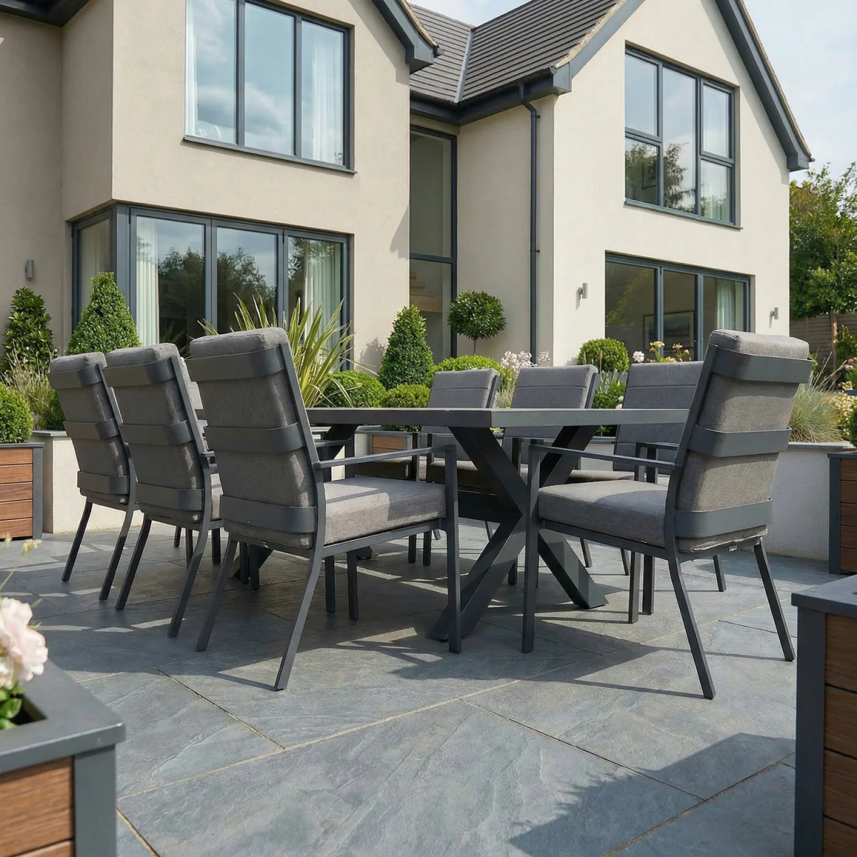 Sydney 8 Seat Rectangular Garden Dining Set - Grey – image 9