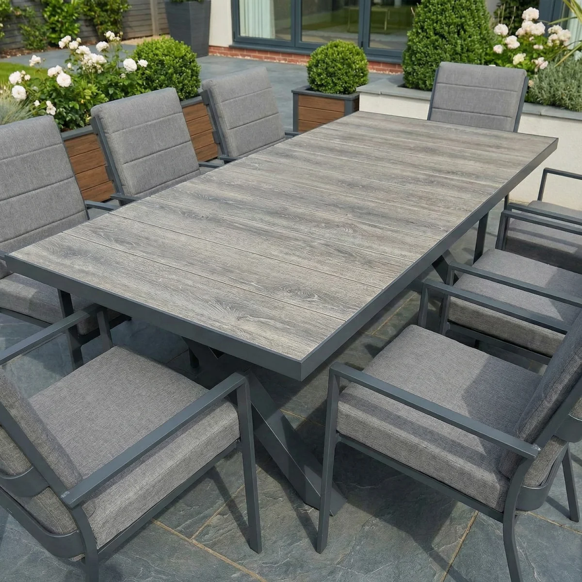 Sydney 8 Seat Rectangular Garden Dining Set - Grey – image 10