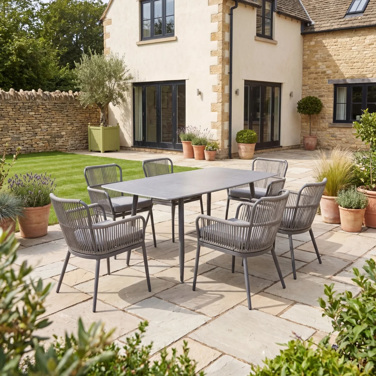 Westcott 6 Seat Garden Dining Set with Rectangular Table - Grey – image 3
