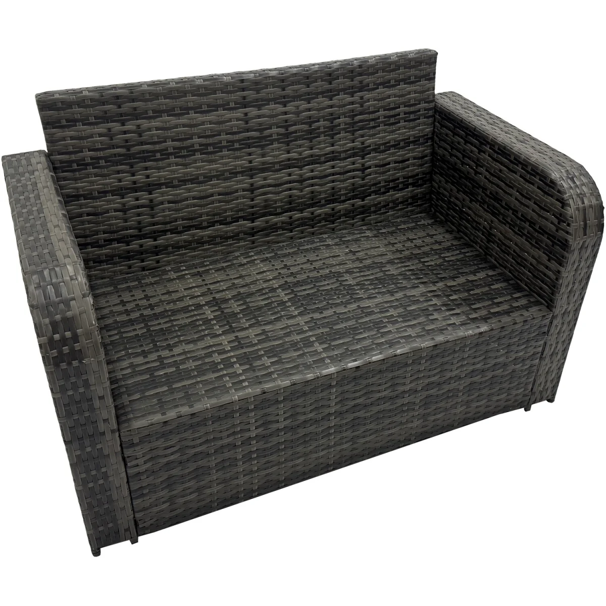 Fimous 6-Seater Dark Grey Mixed Rattan Garden Dining Set with Adjustable Rising Table. - Dark Grey Mixed rattan with dark grey fabric – image 4