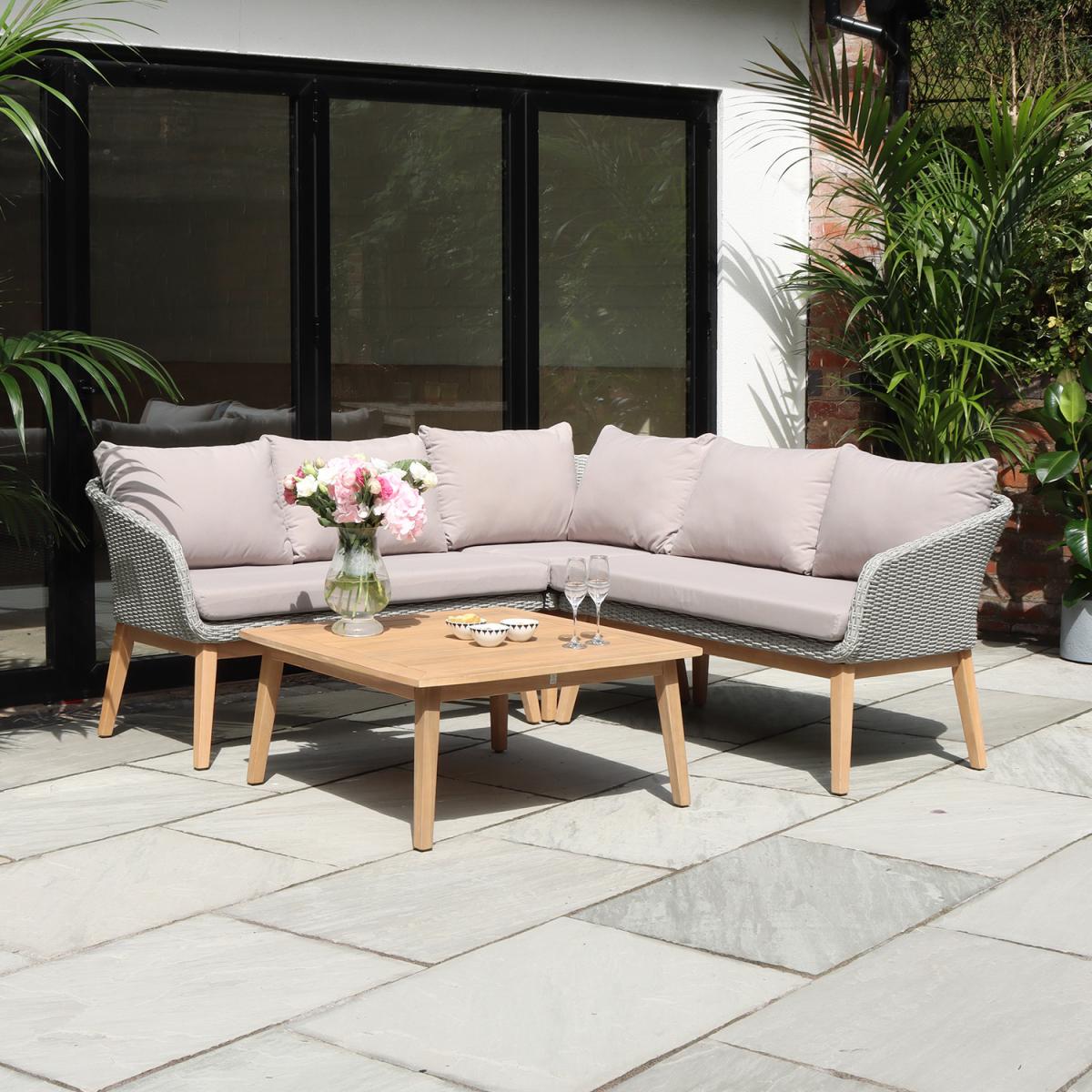 Sol 5-Seater Corner Lounge Set - Grey, Natural
