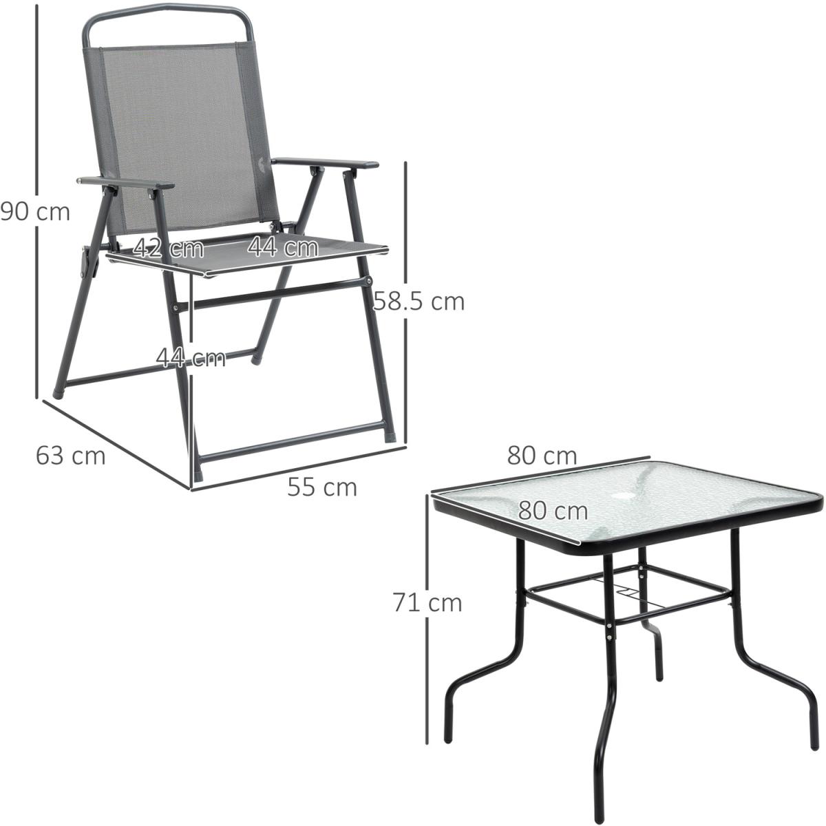5 Piece Outdoor Dining Furniture Set Folding - Grey – image 2