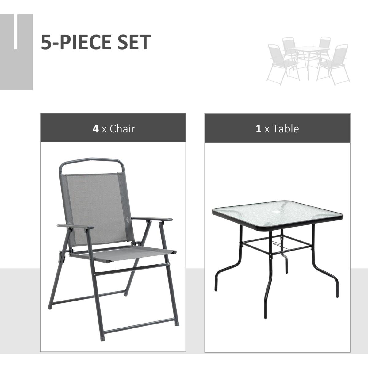 5 Piece Outdoor Dining Furniture Set Folding - Grey – image 3
