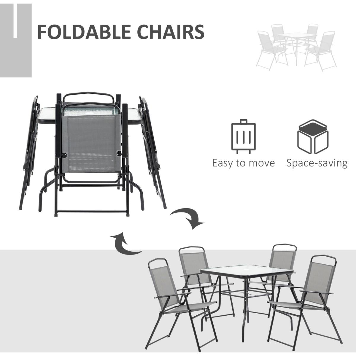 5 Piece Outdoor Dining Furniture Set Folding - Grey – image 5