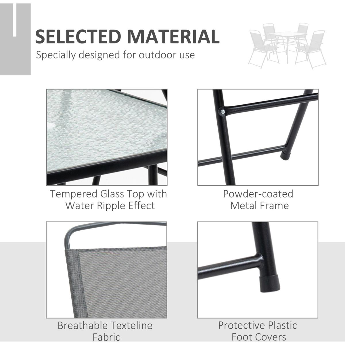 5 Piece Outdoor Dining Furniture Set Folding - Grey – image 6