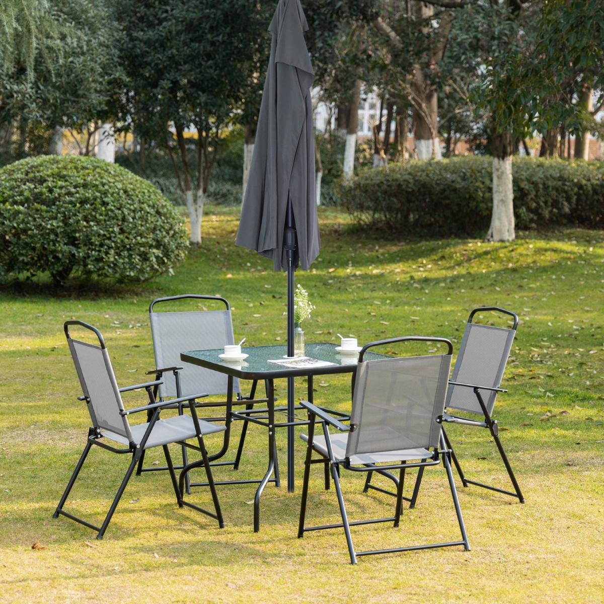 5 Piece Outdoor Dining Furniture Set Folding - Grey – image 1