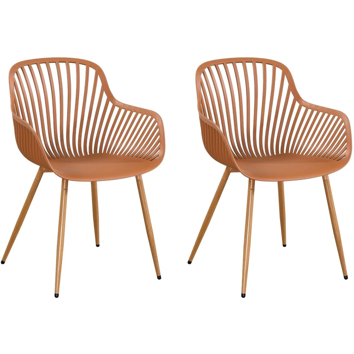 3 Piece Round Garden Bistro Set Includes Pair of Sunray Armchairs and Table - Terracotta – image 3