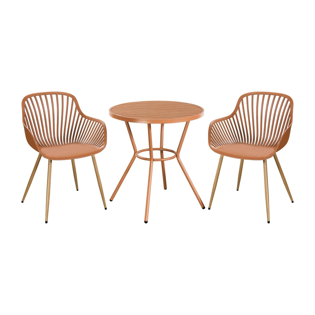 3 Piece Round Garden Bistro Set Includes Pair of Sunray Armchairs and Table - Terracotta – image 1