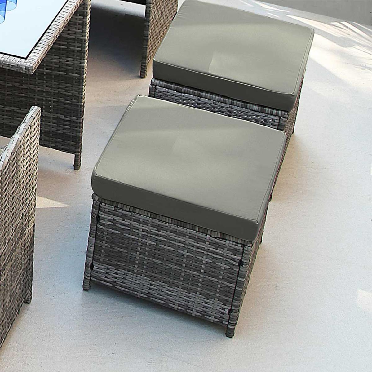 Santorini 8 Seater Premium Cube Rattan Outdoor Patio Garden Furniture Dining Set - Grey – image 2