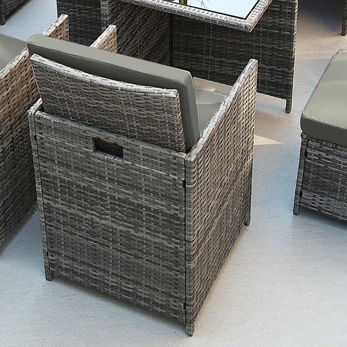 Santorini 8 Seater Premium Cube Rattan Outdoor Patio Garden Furniture Dining Set - Grey – image 3
