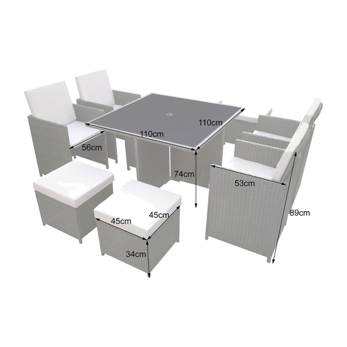 Santorini 8 Seater Premium Cube Rattan Outdoor Patio Garden Furniture Dining Set - Grey – image 1