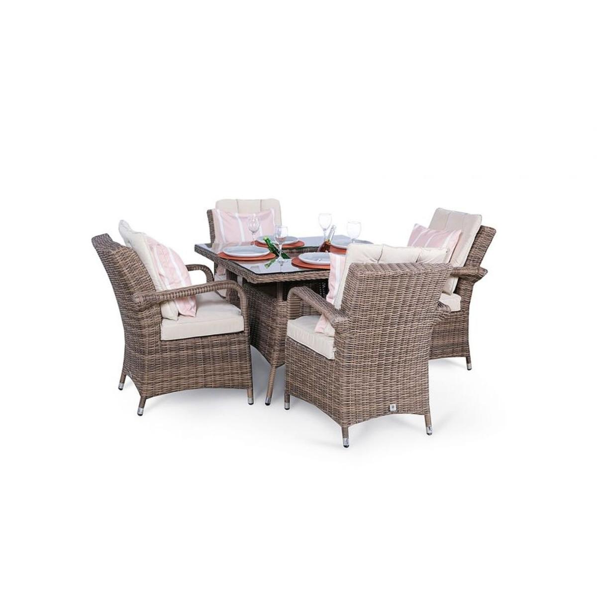 Arizona Signature Weave Square 4 Seat Rattan Dining Set with Drinks Cooler - Brown – image 2