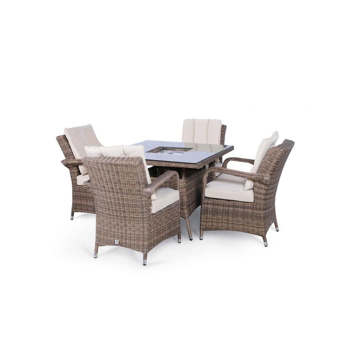 Arizona Signature Weave Square 4 Seat Rattan Dining Set with Drinks Cooler - Brown – image 11