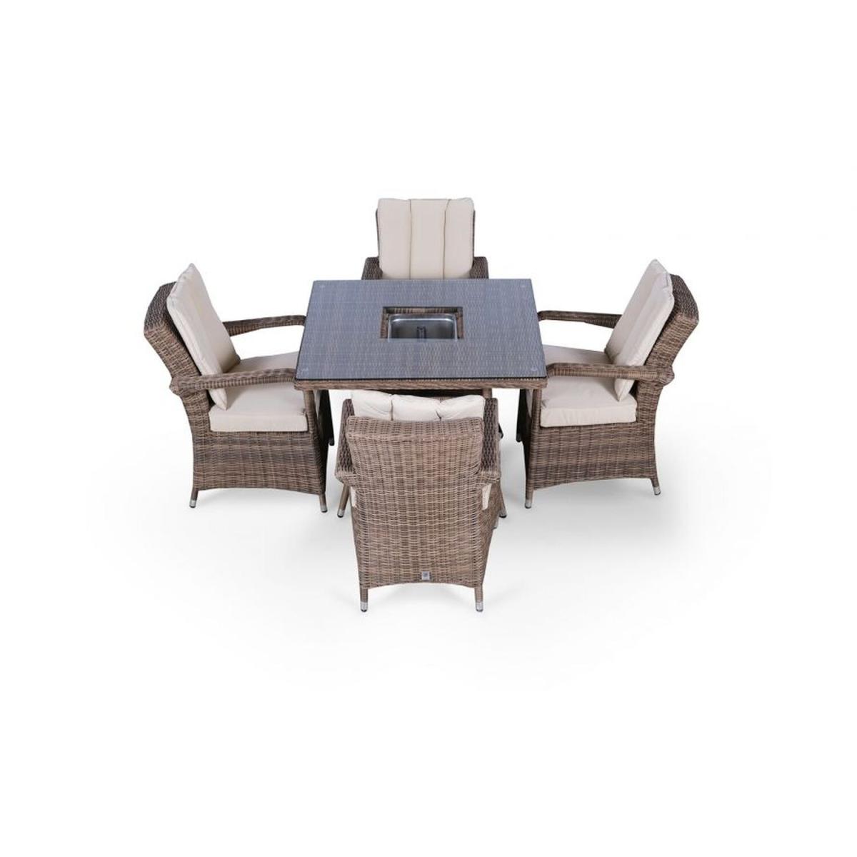 Arizona Signature Weave Square 4 Seat Rattan Dining Set with Drinks Cooler - Brown – image 12