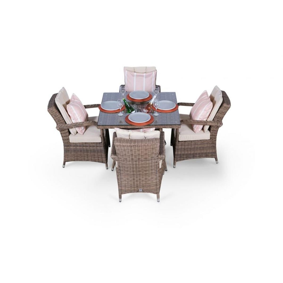 Arizona Signature Weave Square 4 Seat Rattan Dining Set with Drinks Cooler - Brown – image 13