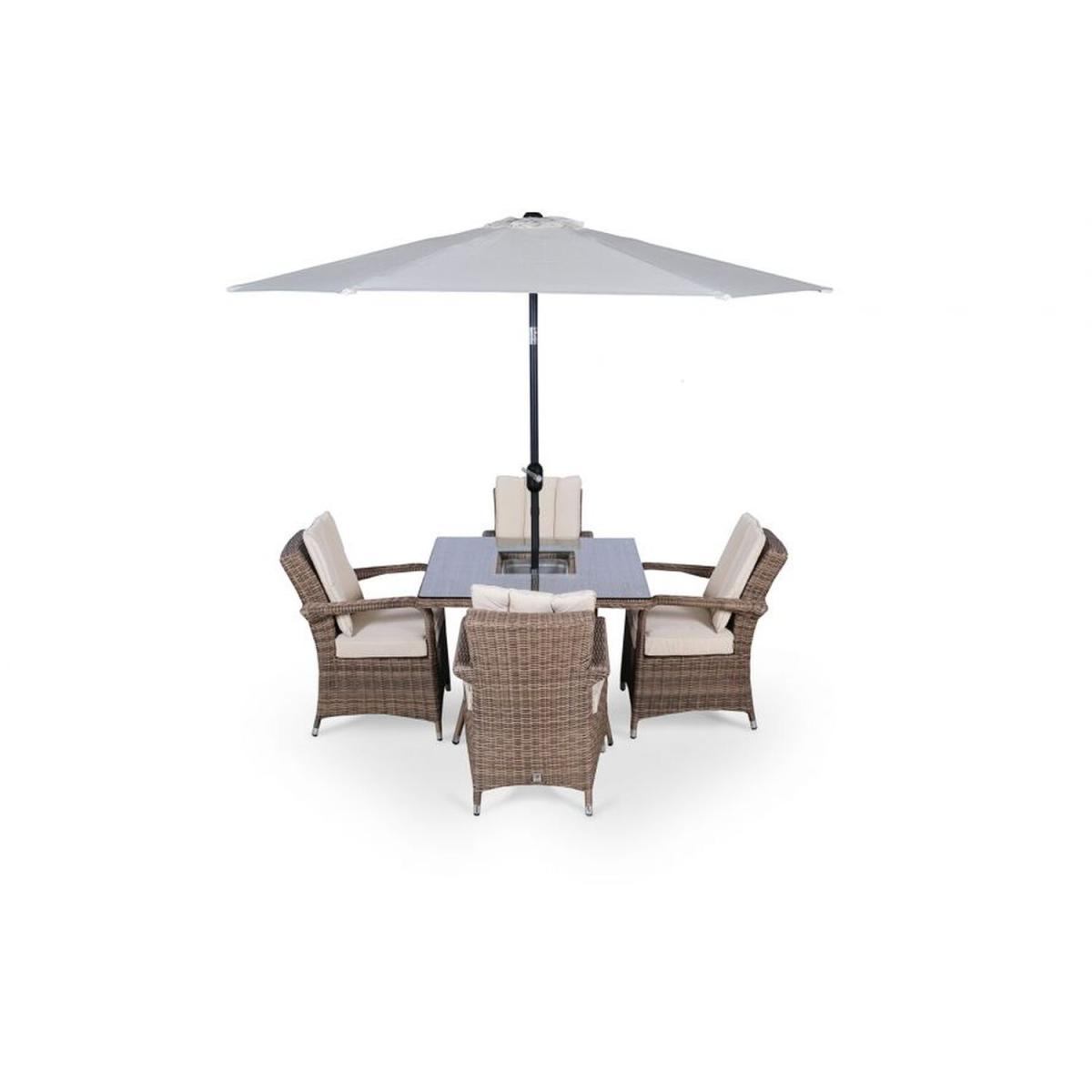 Arizona Signature Weave Square 4 Seat Rattan Dining Set with Drinks Cooler - Brown – image 5