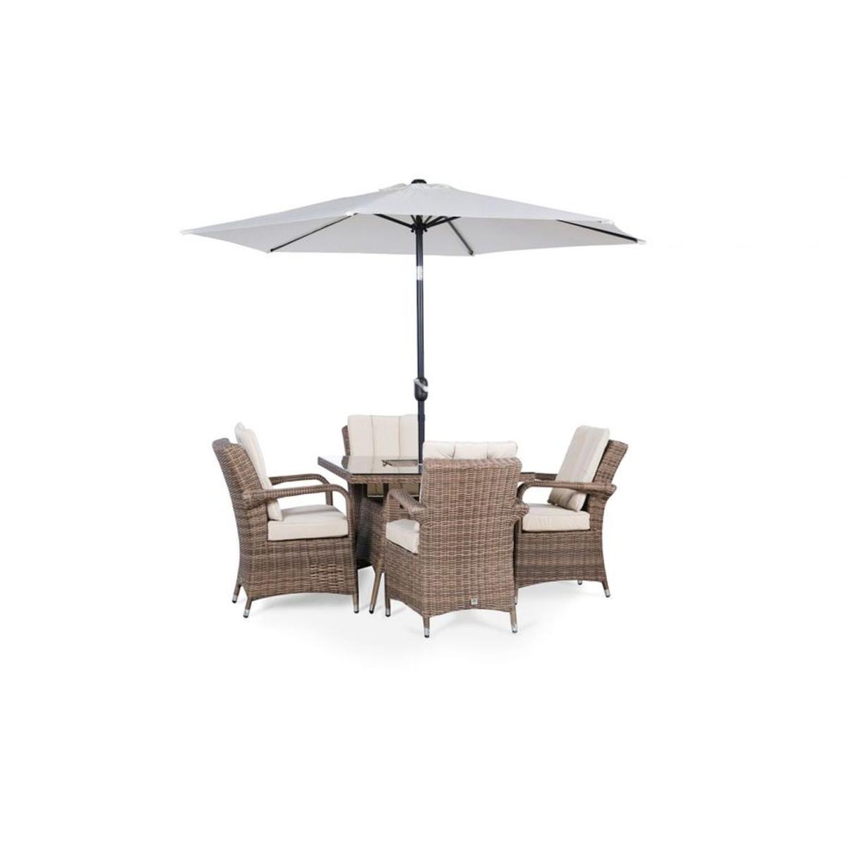 Arizona Signature Weave Square 4 Seat Rattan Dining Set with Drinks Cooler - Brown – image 6