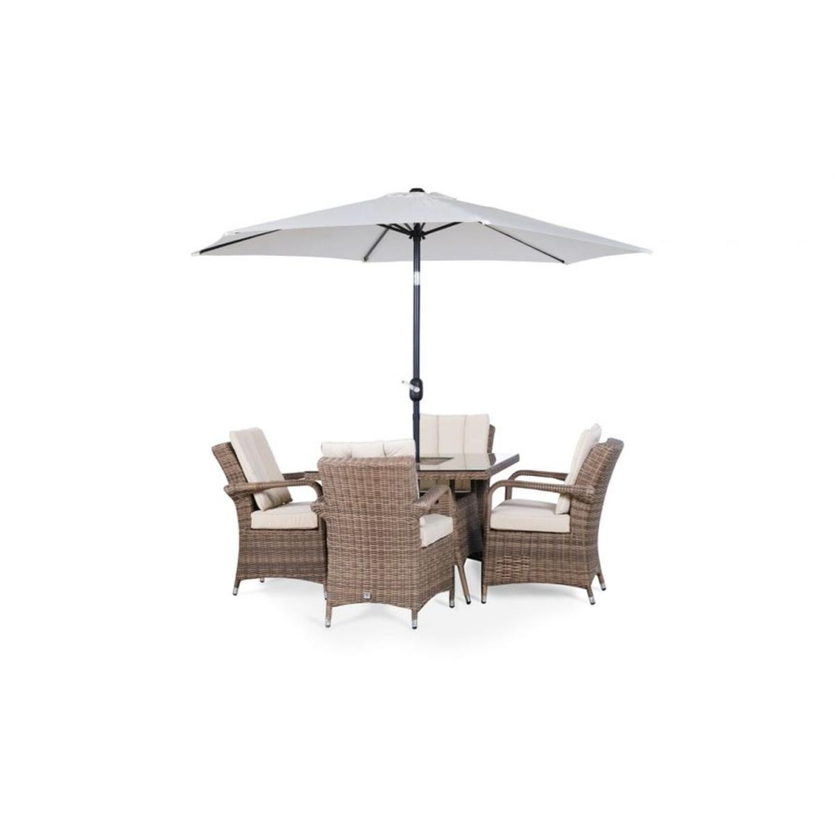 Arizona Signature Weave Square 4 Seat Rattan Dining Set with Drinks Cooler - Brown – image 7