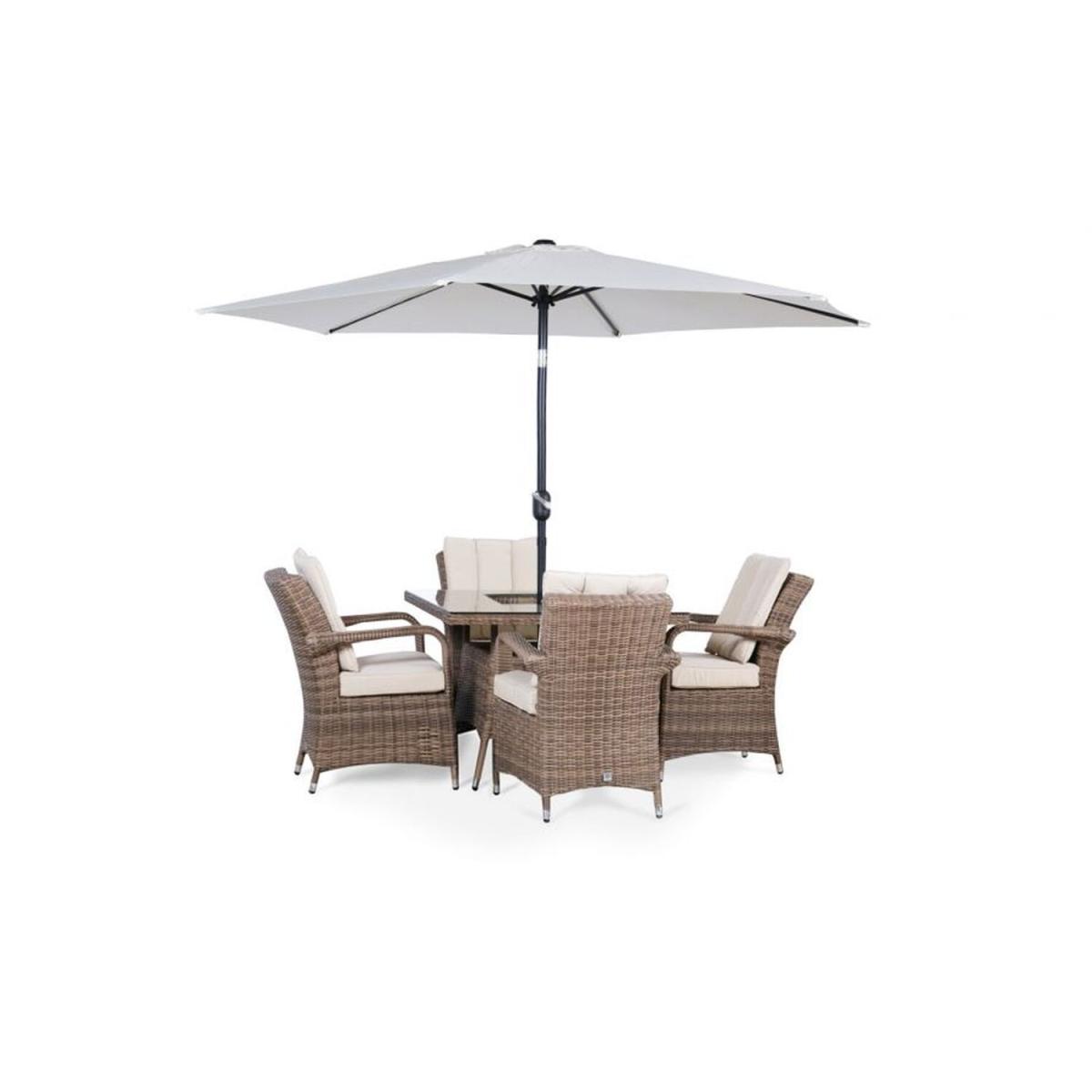 Arizona Signature Weave Square 4 Seat Rattan Dining Set with Drinks Cooler - Brown – image 9