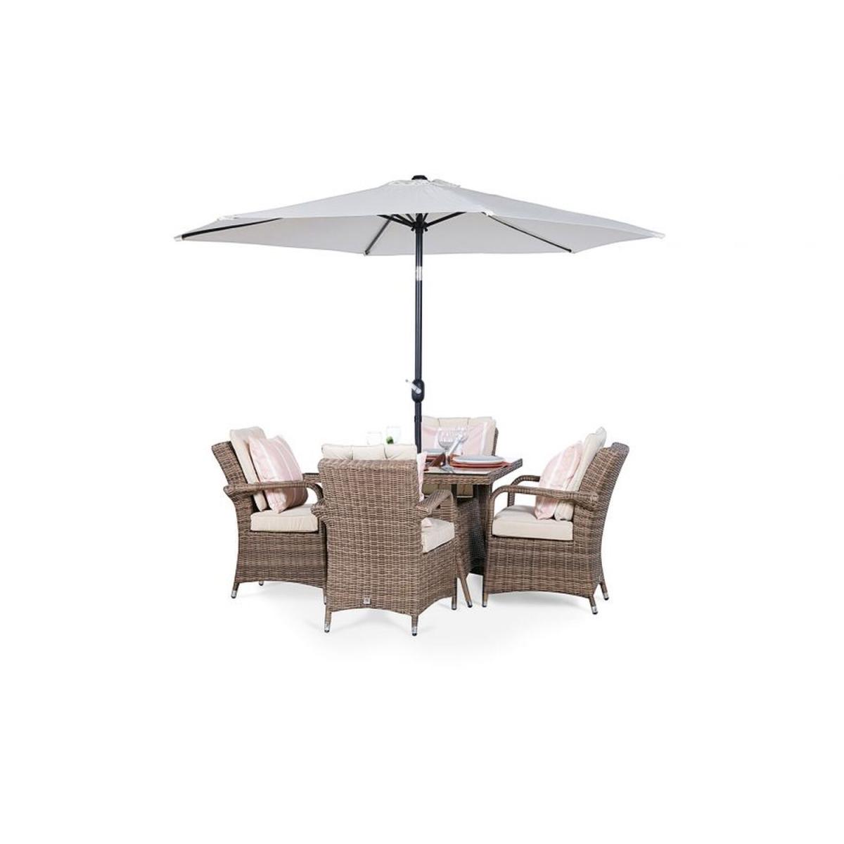 Arizona Signature Weave Square 4 Seat Rattan Dining Set with Drinks Cooler - Brown – image 10