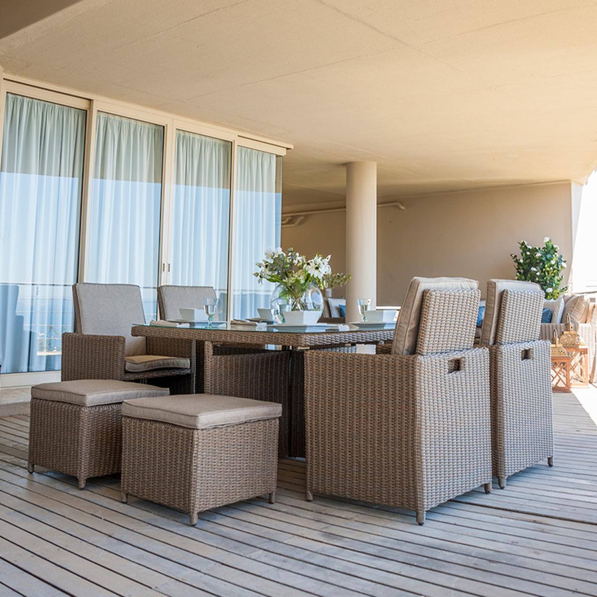 Nova - Heritage Rattan Cube Dining Set - Four Seater - Willow