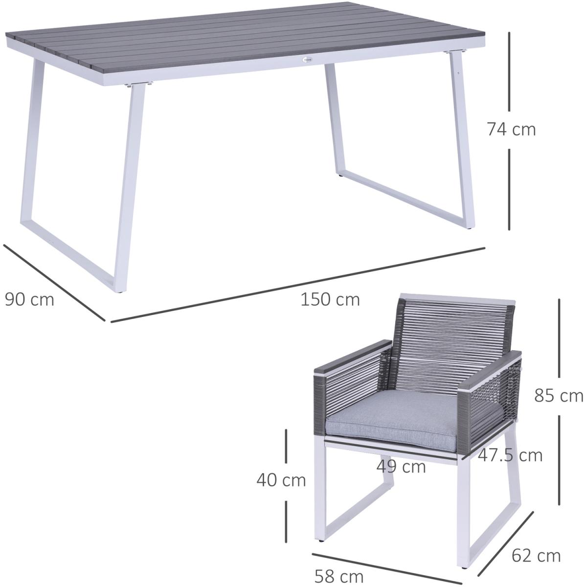 7 PCS Rattan Dining Set - Grey – image 2