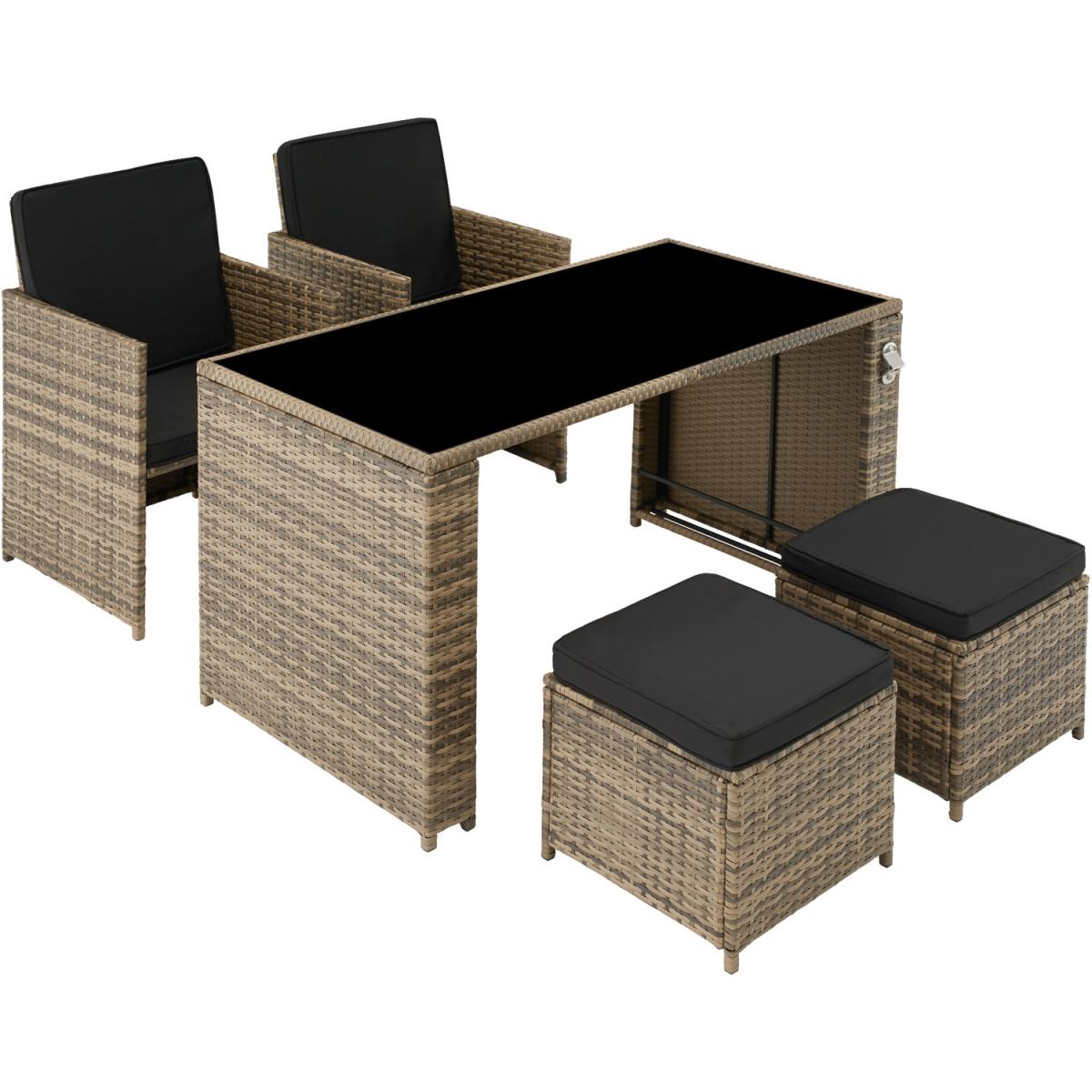 Rattan Furniture Set Palermo (2 Chairs, 2 Stools 1 Table) - Nature – image 6