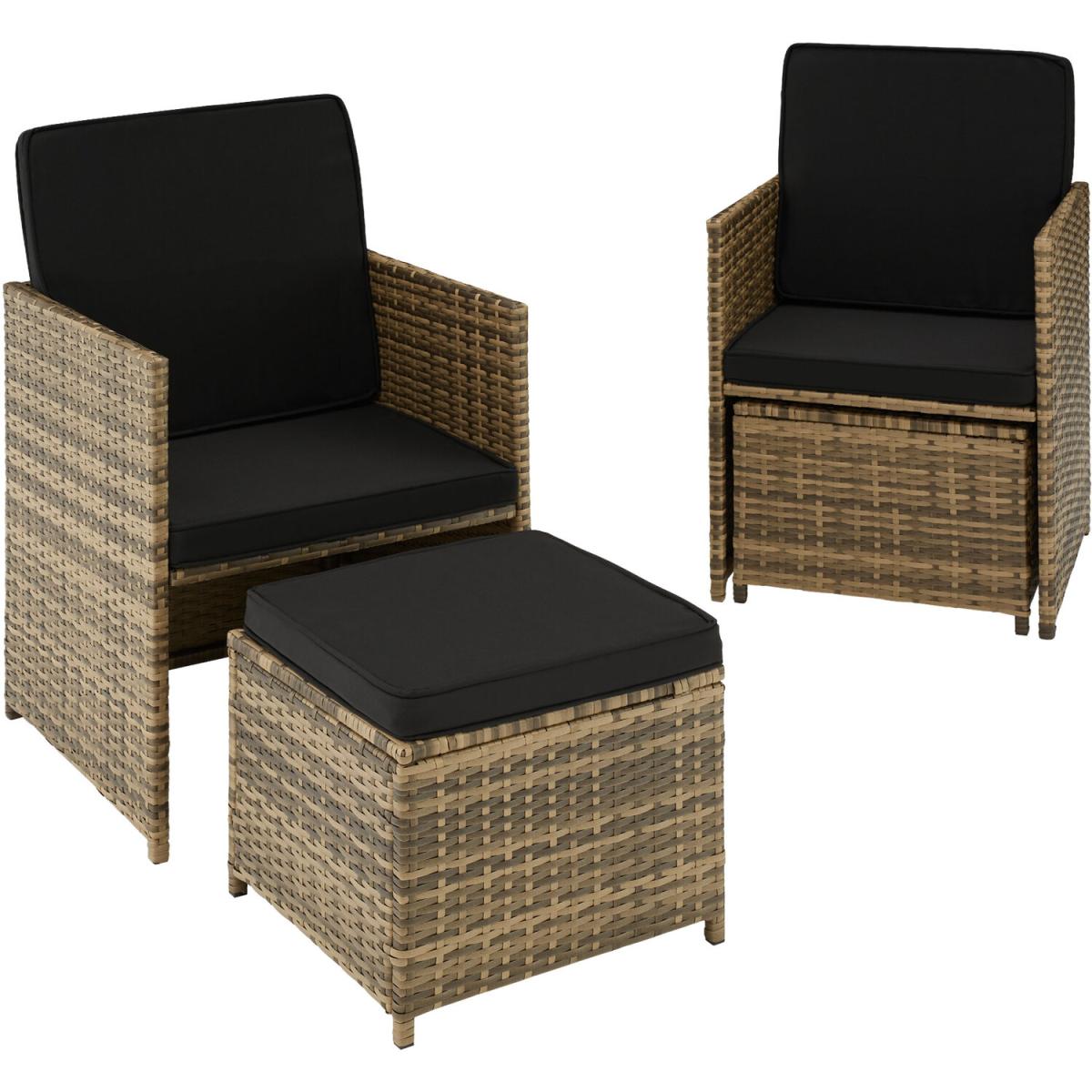Rattan Furniture Set Palermo (2 Chairs, 2 Stools 1 Table) - Nature – image 7