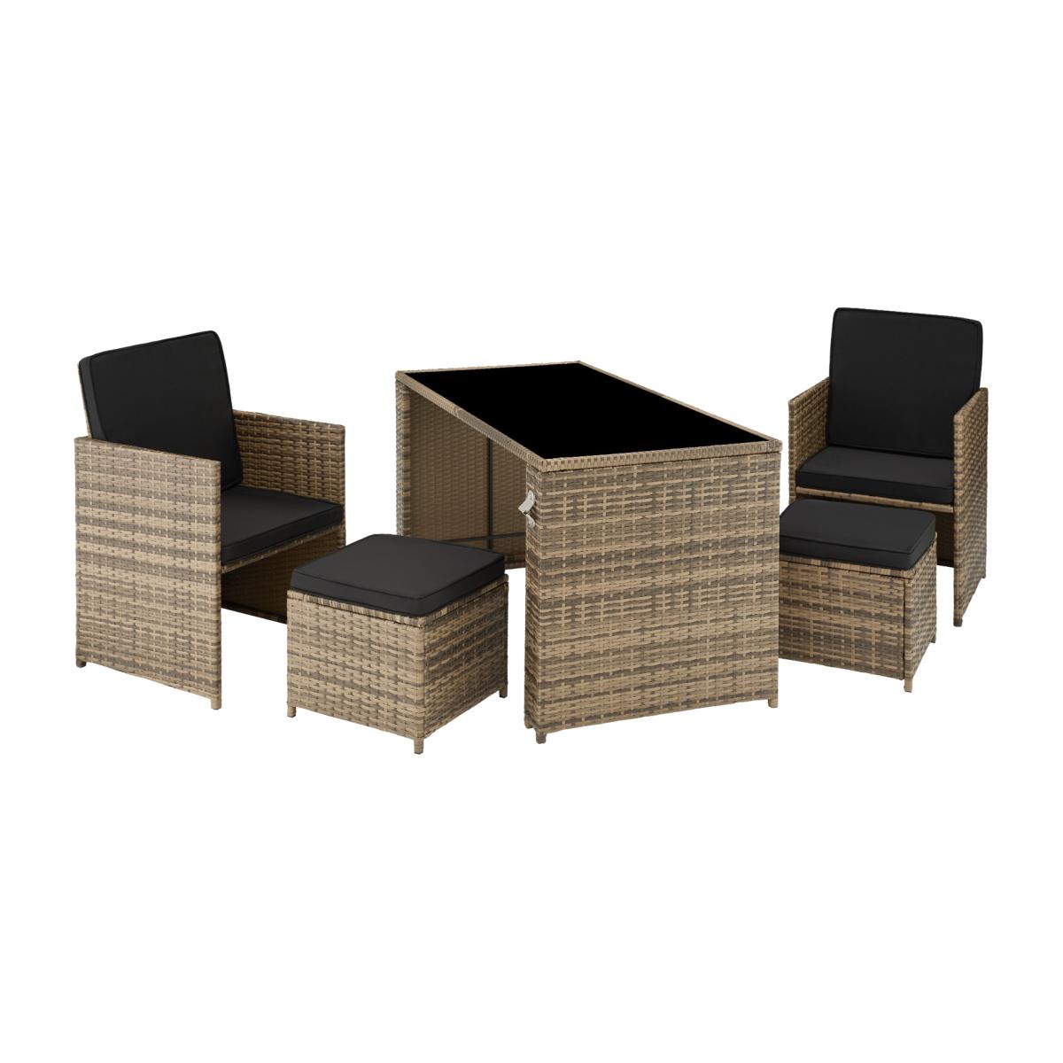 Rattan Furniture Set Palermo (2 Chairs, 2 Stools 1 Table) - Nature – image 1