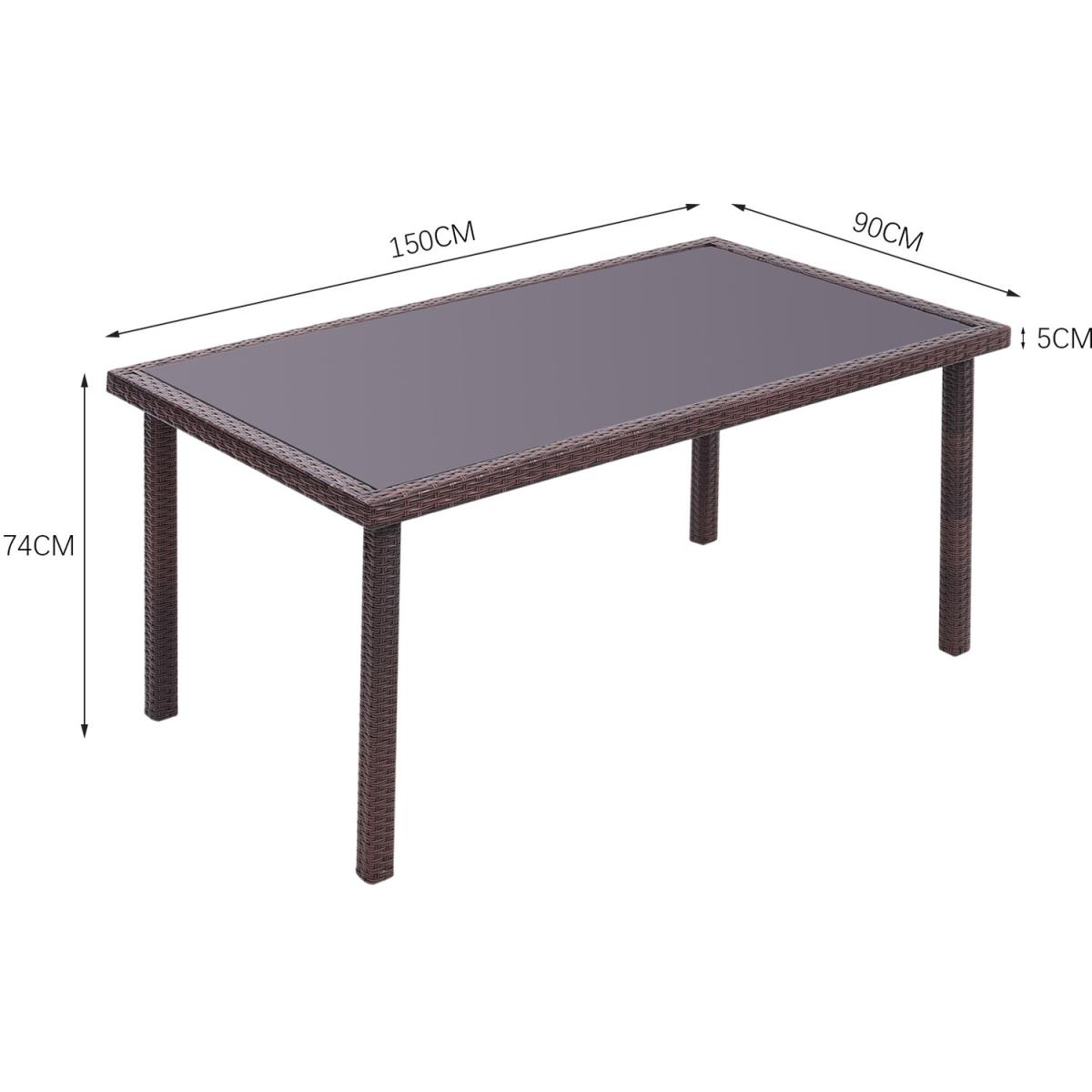 Rattan 5 Pieces Patio Dining Set - Black / 150*90*74CM – image 12