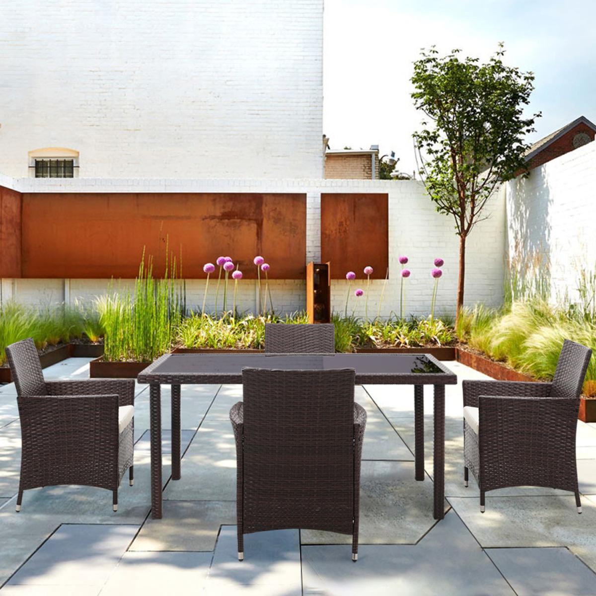 Rattan 5 Pieces Patio Dining Set - Black / 150*90*74CM – image 15