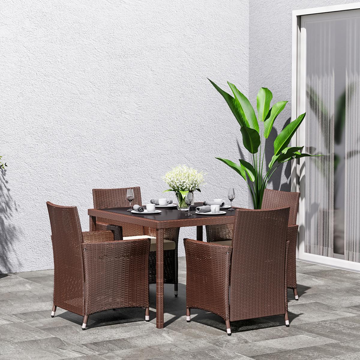 Rattan 5 Pieces Patio Dining Set - Black / 150*90*74CM – image 19