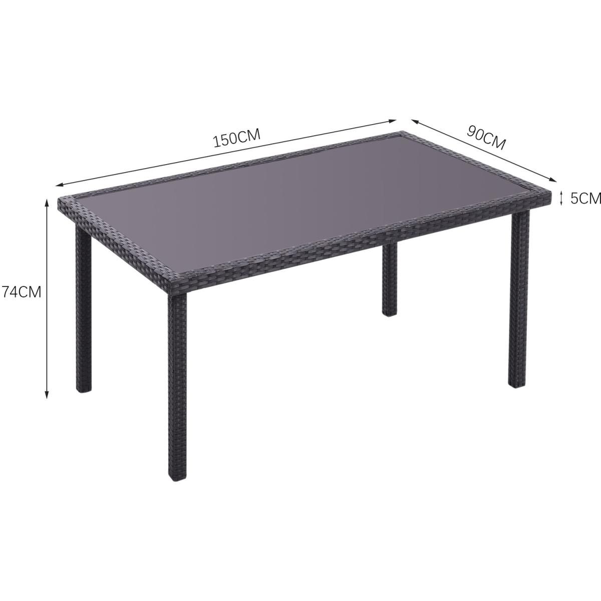 Rattan 5 Pieces Patio Dining Set - Black / 150*90*74CM – image 6