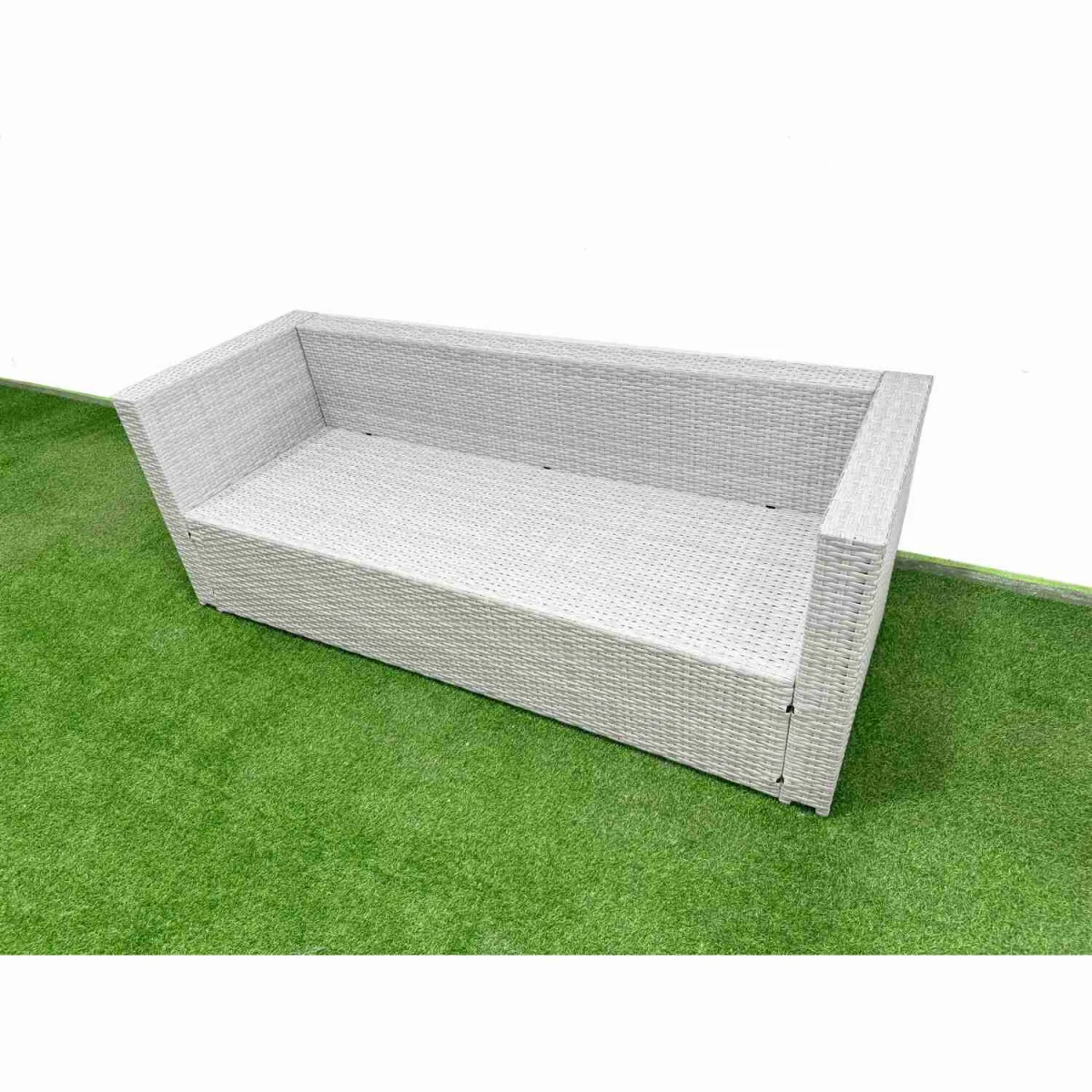 Fimous Outdoor 10-Seater PE Rattan Garden Furniture Set with Rectangular Table. - Light grey rattan + dark grey fabric – image 4