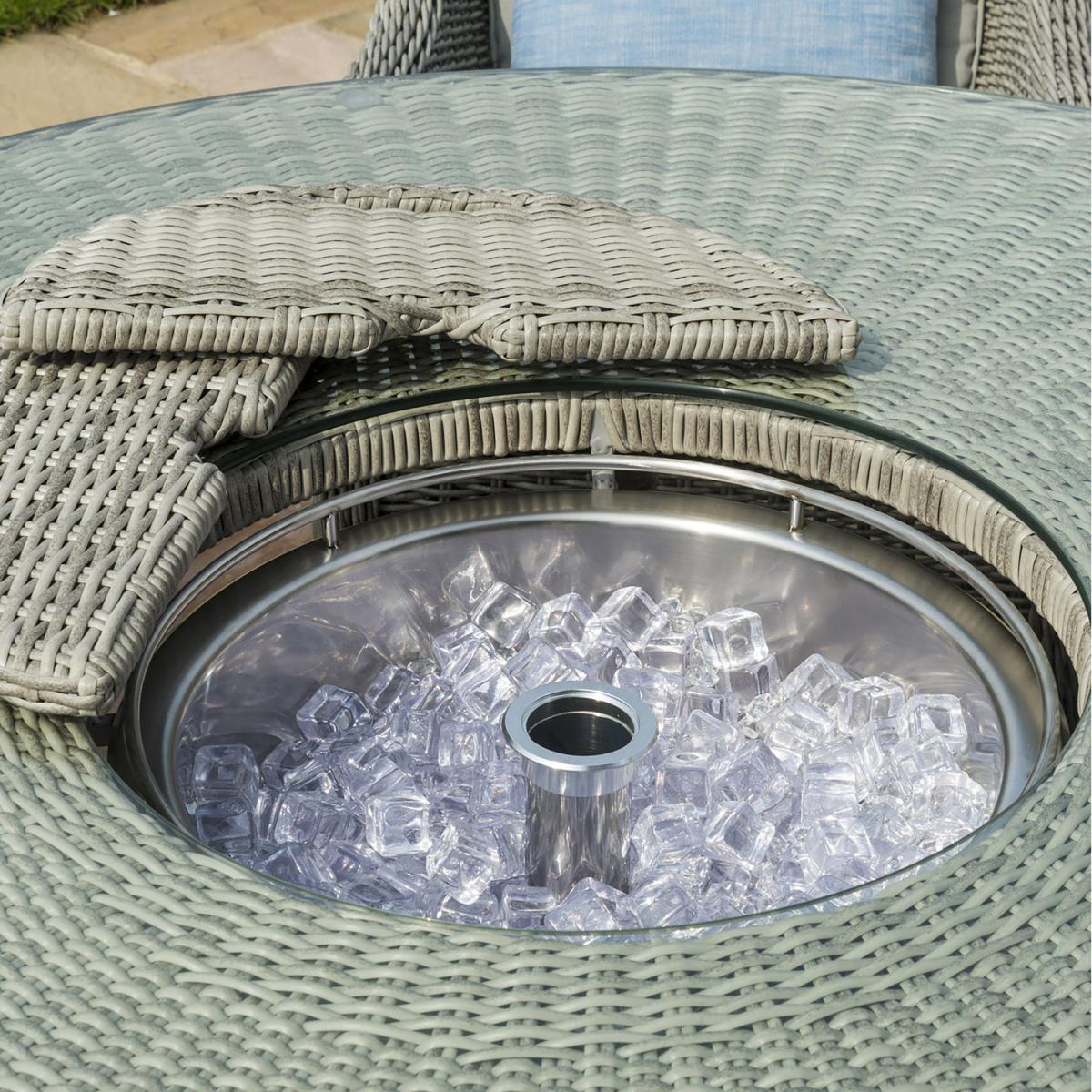 Oxford 6 Seat Rattan Dining Set Round with Ice Bucket and Heritage Chairs - Grey – image 5