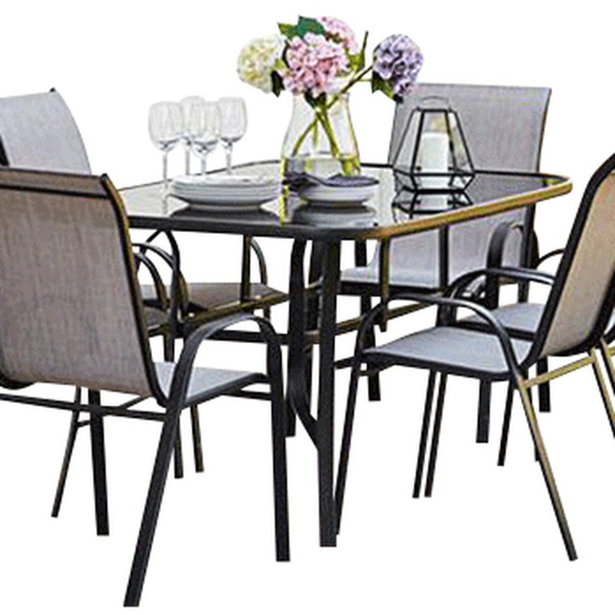 The Rufford - Black and Grey Metal 6 Seat Garden Dining Set - Grey – image 2