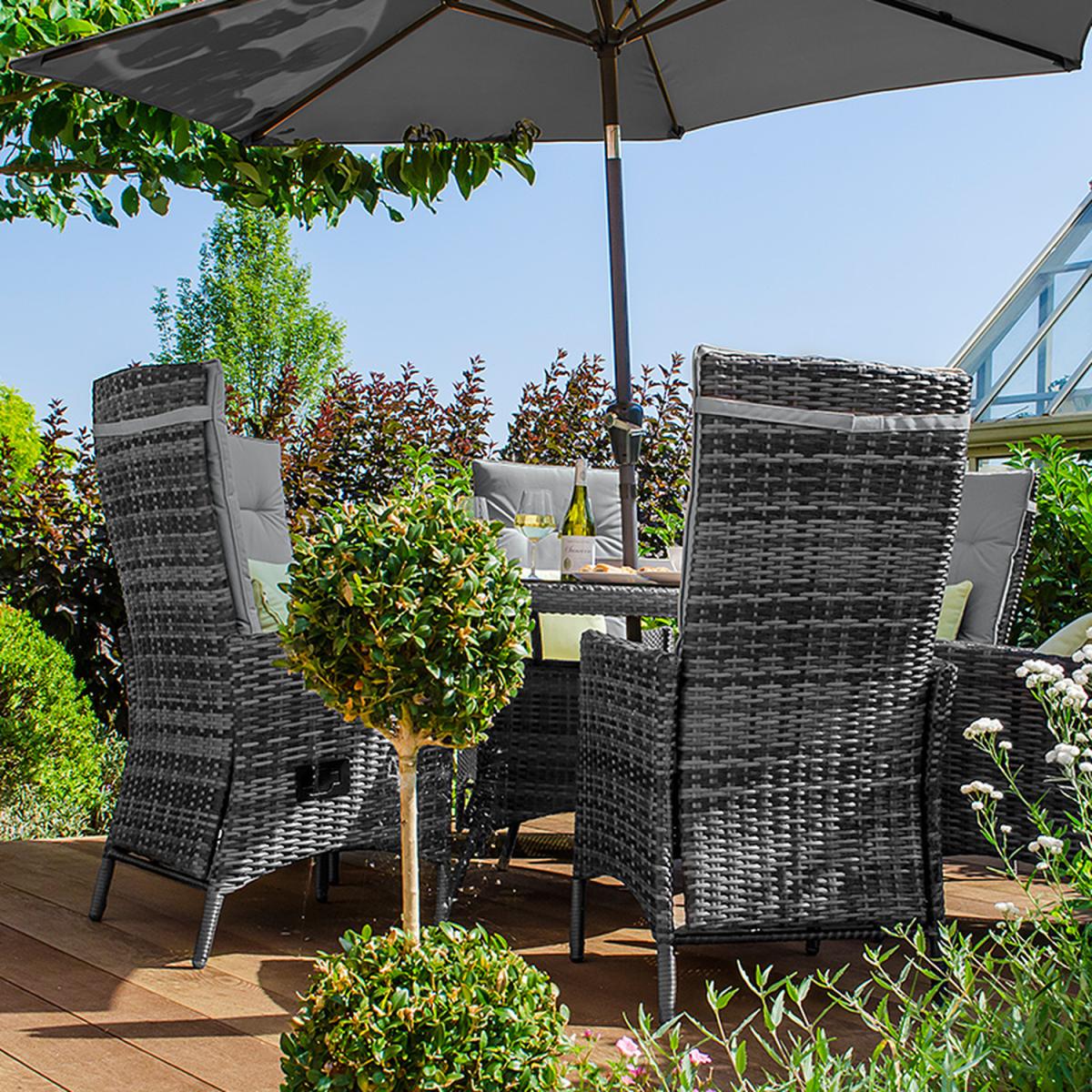 Ruxley 6 Seater Rattan Round Dining Set - Grey – image 3