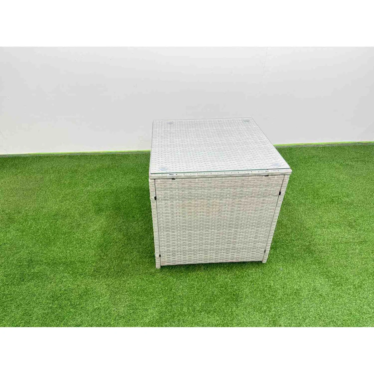 Fimous 6-Seater Rattan Garden Dining Set with Rectangular Table and Side Table, Light Grey. - Light Grey Mixed – image 4