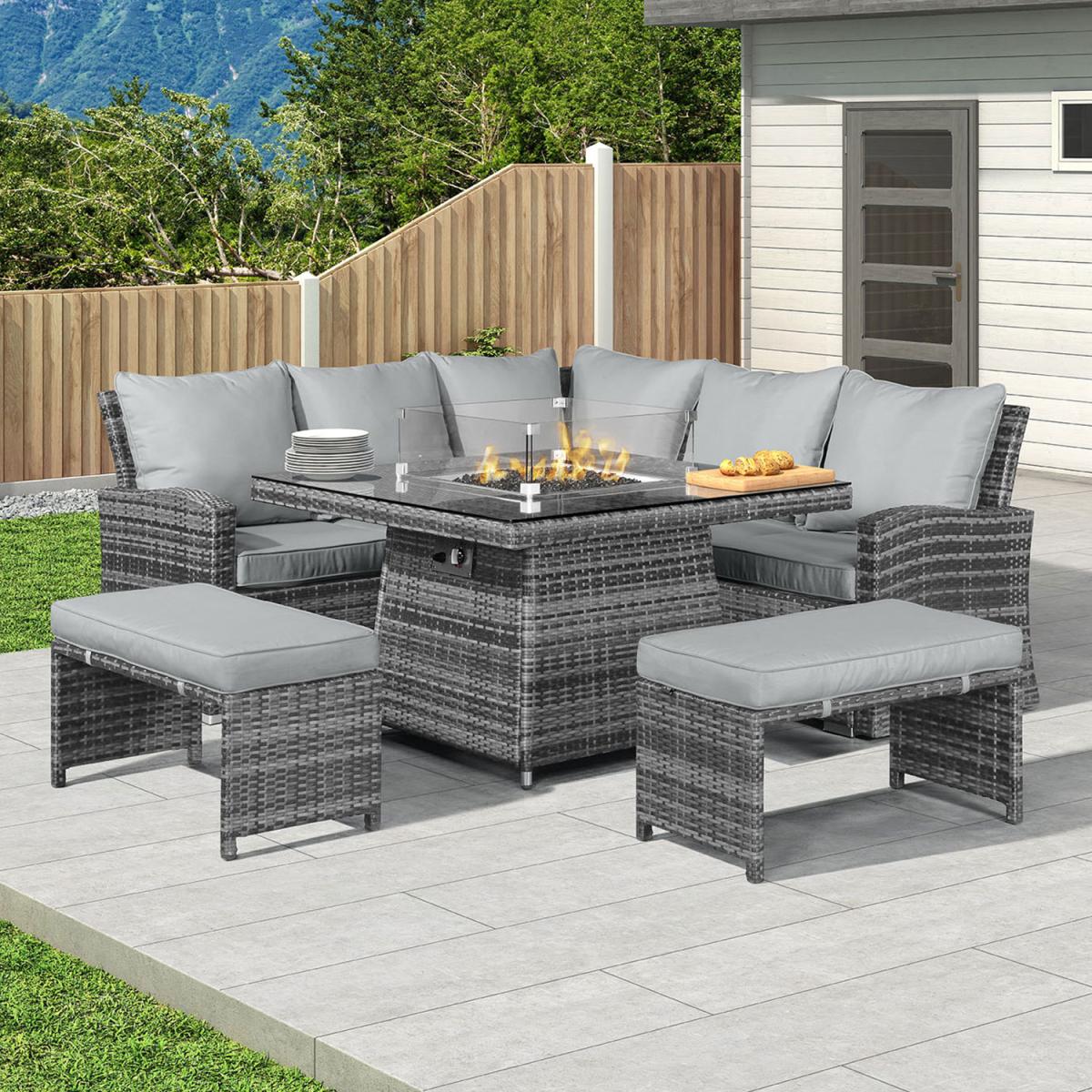 Compact Firepit Corner Set-Grey – image 3