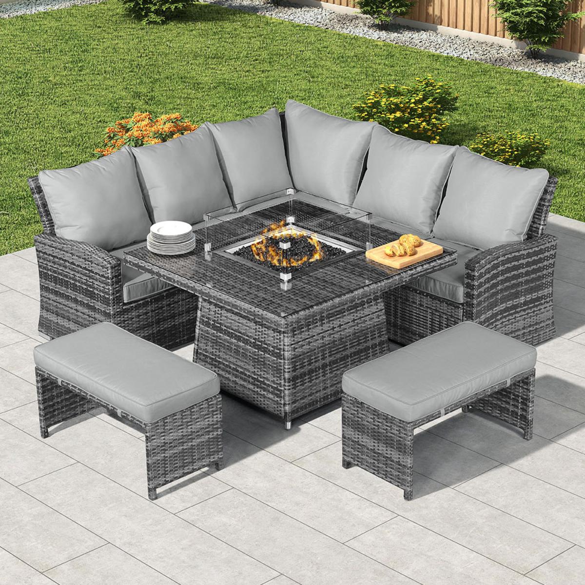 Compact Firepit Corner Set-Grey – image 1
