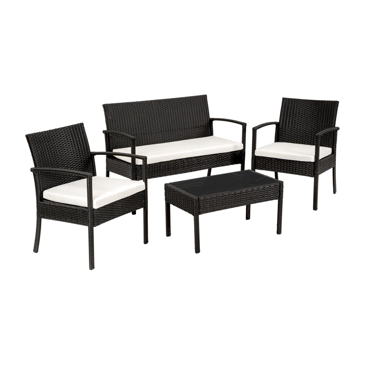 Rattan Garden Furniture Set Sparta 4 Seat 1 Table - Black – image 1
