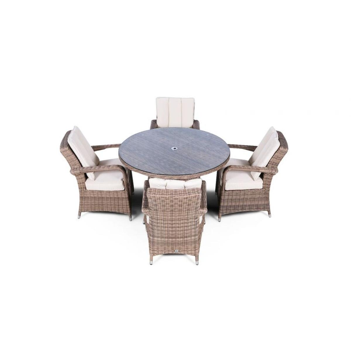Arizona Signature Weave Round 4 Seater Rattan Patio Dining Set - Brown – image 11