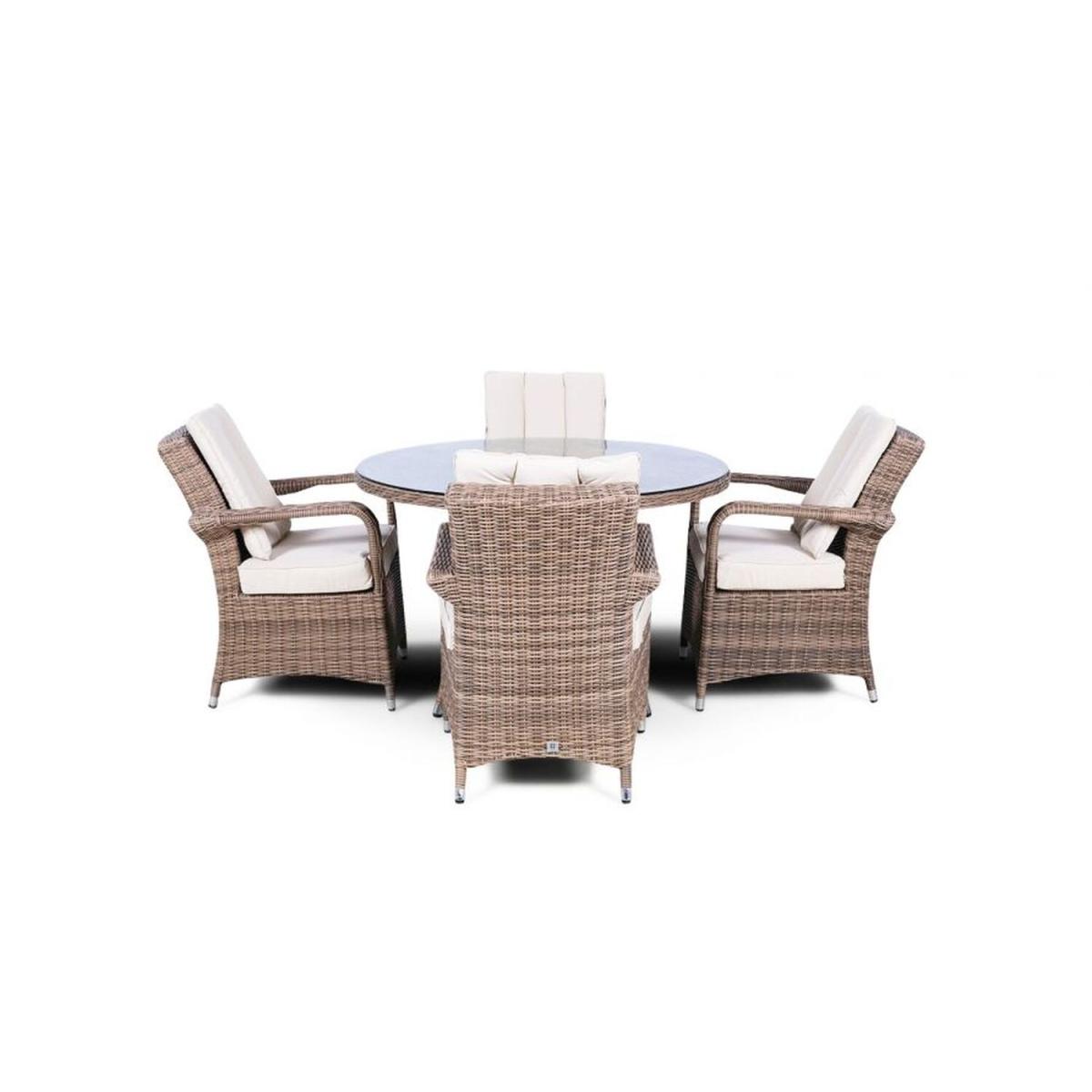 Arizona Signature Weave Round 4 Seater Rattan Patio Dining Set - Brown – image 12