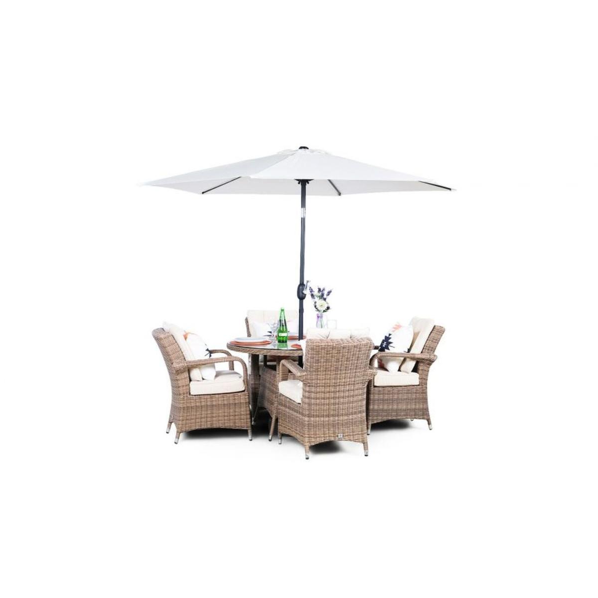 Arizona Signature Weave Round 4 Seater Rattan Patio Dining Set - Brown – image 13